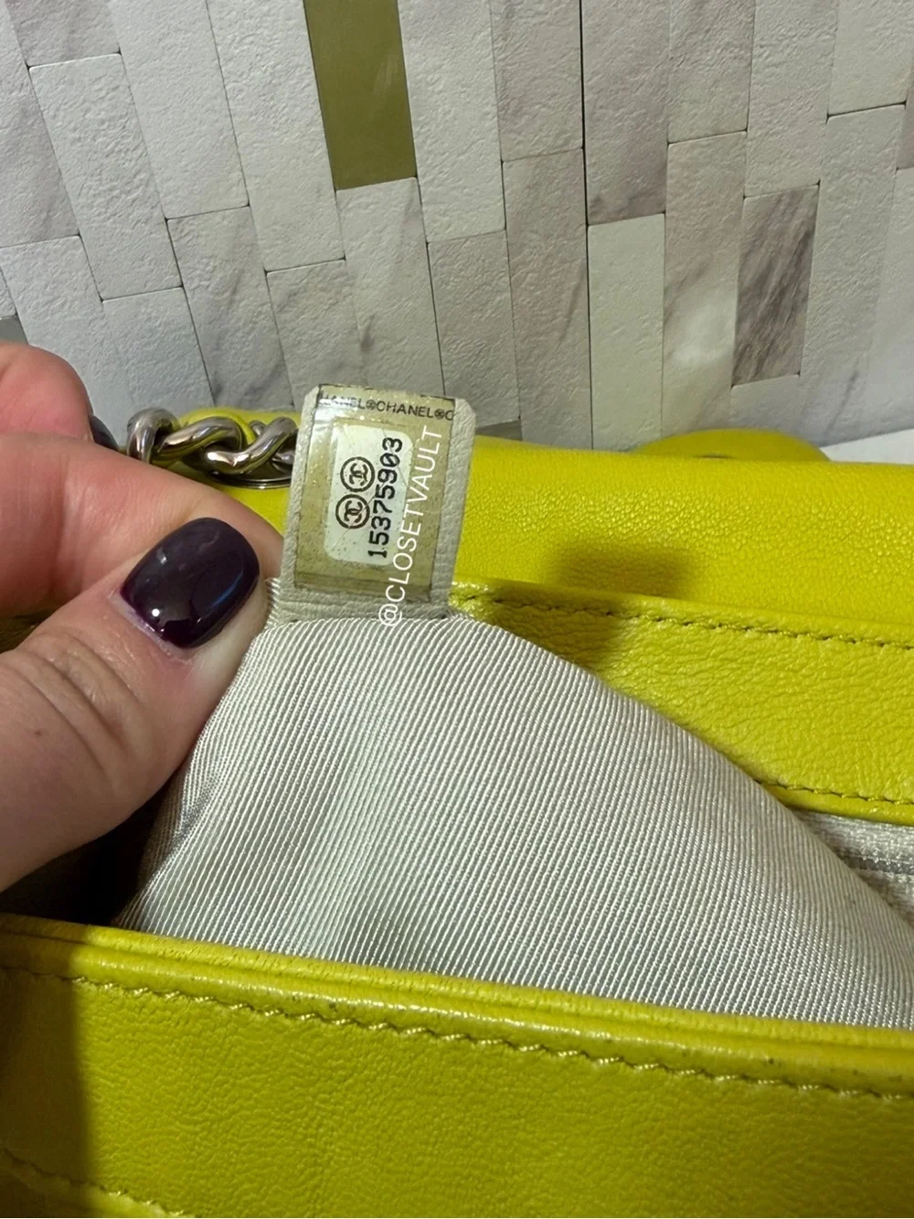 💛CHANEL Washed Acid Yellow Lambskin Quilted Mini Chain Around Flap Bag